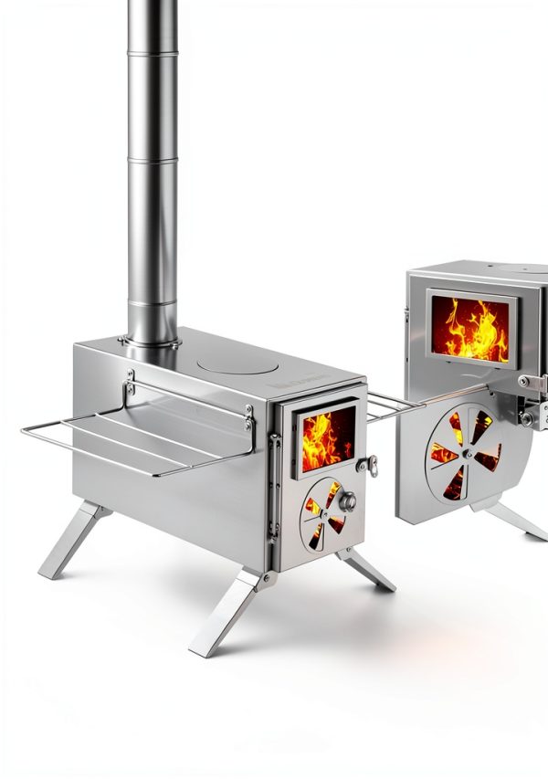 Gonex Hot Tent Stove GXGN1187 304 Stainless Steel with 7 Chimney Pipes-3