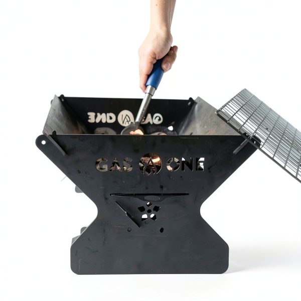 Portable Charcoal Grill GasOne 15in Foldable BBQ Grill Black CG-15F-3