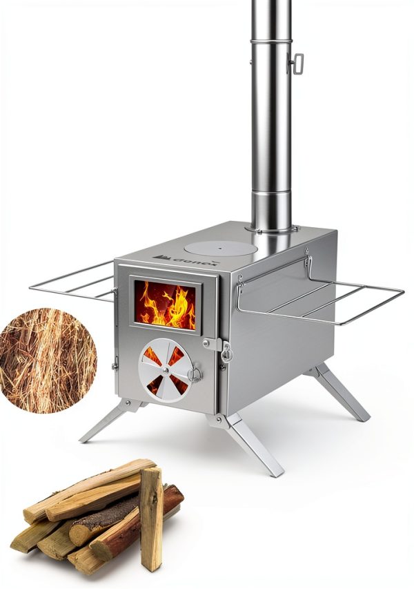 Gonex Hot Tent Stove GXGN1187 304 Stainless Steel with 7 Chimney Pipes-1