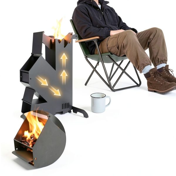 Rocket Stove Wood Burning Camping Stove GODSAX HJL Black Small-1