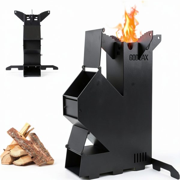 Rocket Stove Wood Burning Camping Stove GODSAX HJL Black Small-0