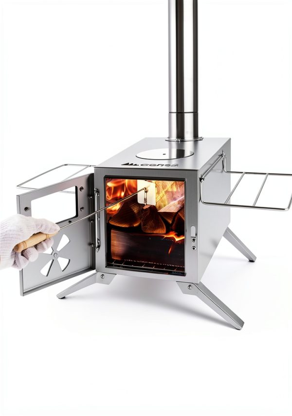 Gonex Hot Tent Stove GXGN1187 304 Stainless Steel with 7 Chimney Pipes-4