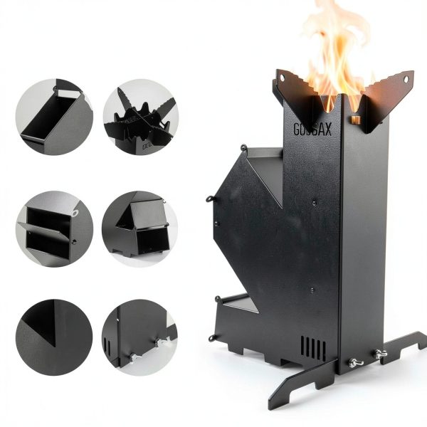 Rocket Stove Wood Burning Camping Stove GODSAX HJL Black Small-5